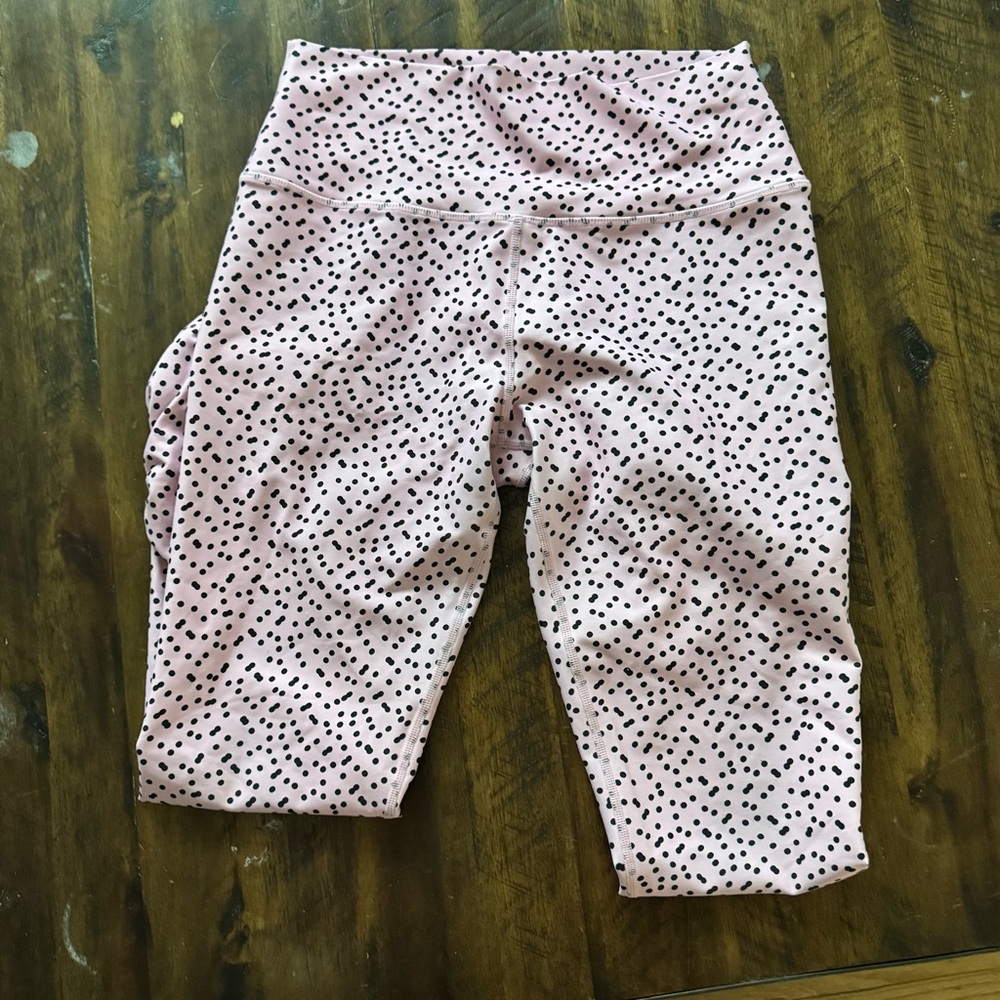 Betsey Johnson pink and black polka dot leggings